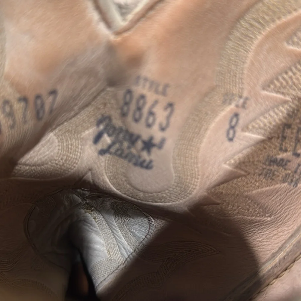 Tony Lama Ostrich Size 8 Off White/Beige Boots